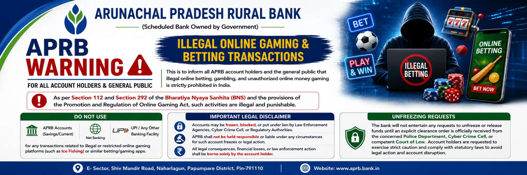 Official illegal betting warning